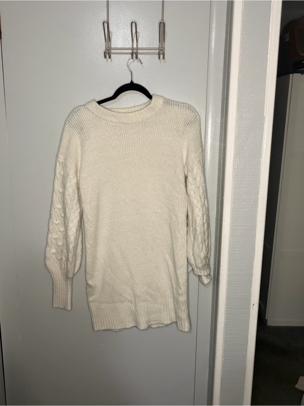 a new day Cream Cable-Detail Crewneck Sweater